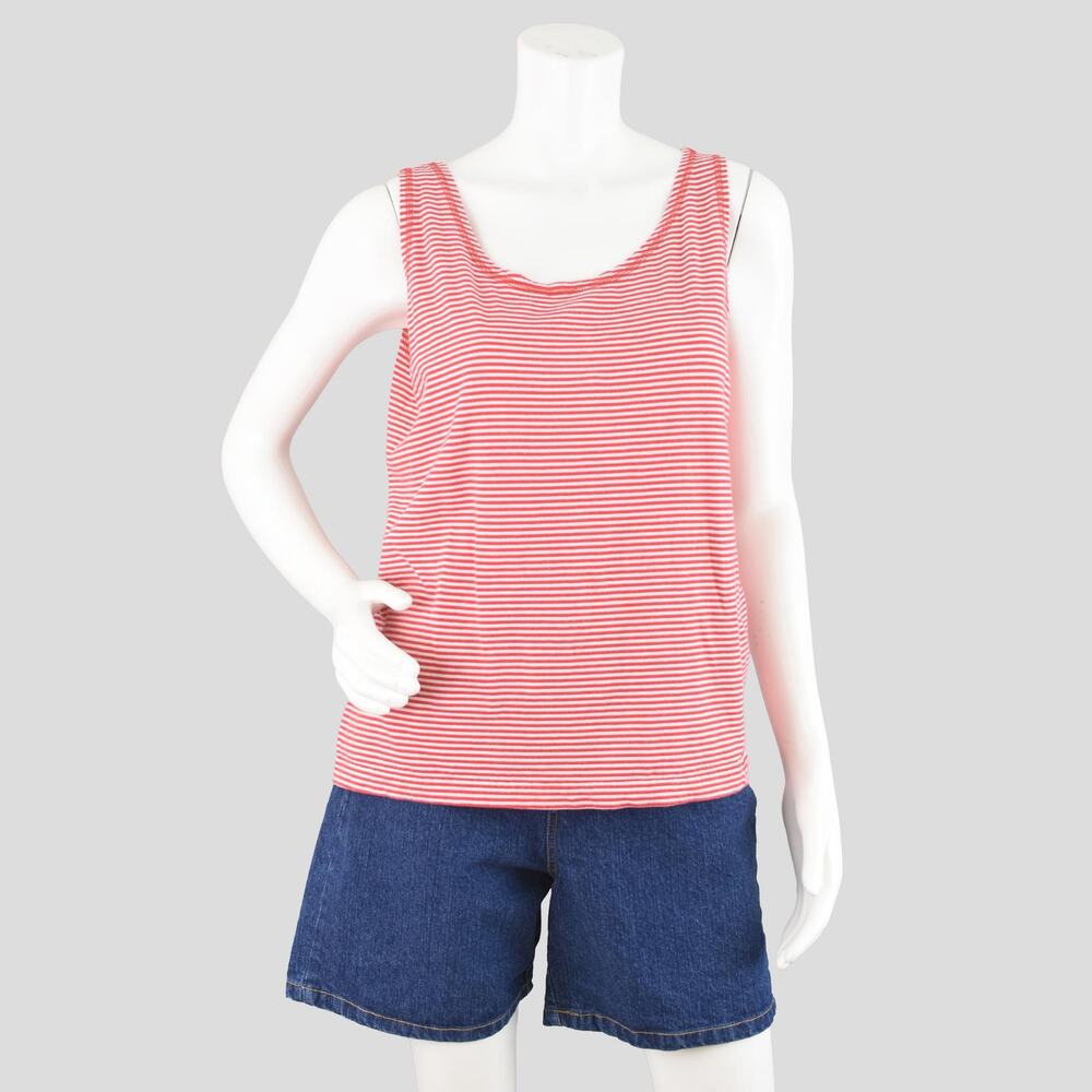Vintage 90s Basic Editions Red Striped Tank Top Women's Small - Medium